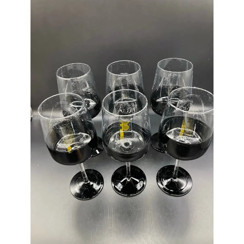 Pier 1 Elemental Black Fade Set of 6 Water Wine Goblet Glasses 8.75